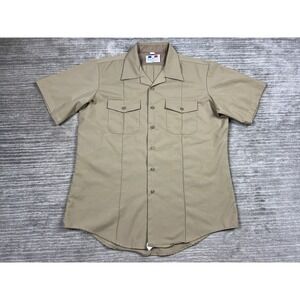 Flying Cross Shirt Mens XL Beige Short Sleeve Button Up Made in USA